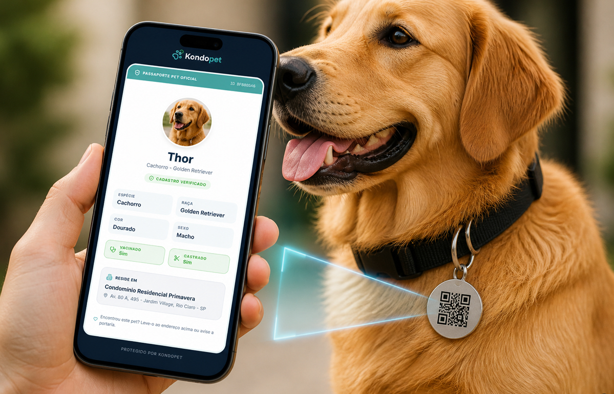 Passaporte pet digital Kondopet com QR Code